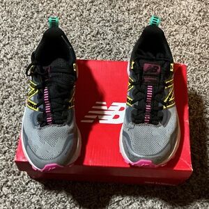 New Balance Kids Gray, Black & Pink Sneakers with Yellow Details